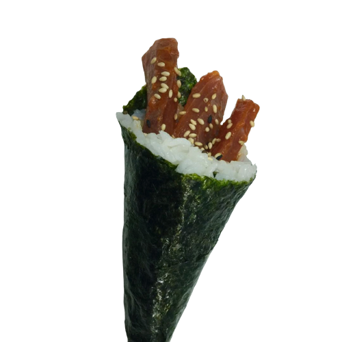 temaki atún, aguacate y sésamo