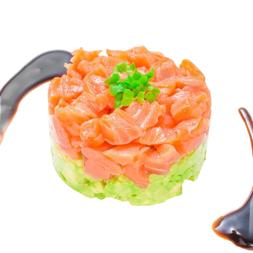 tartar de salmon con aguacate y sésamo